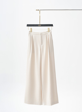 门里门外白色/暖驼色/灰色/松紧精纺羊绒裤25K95300