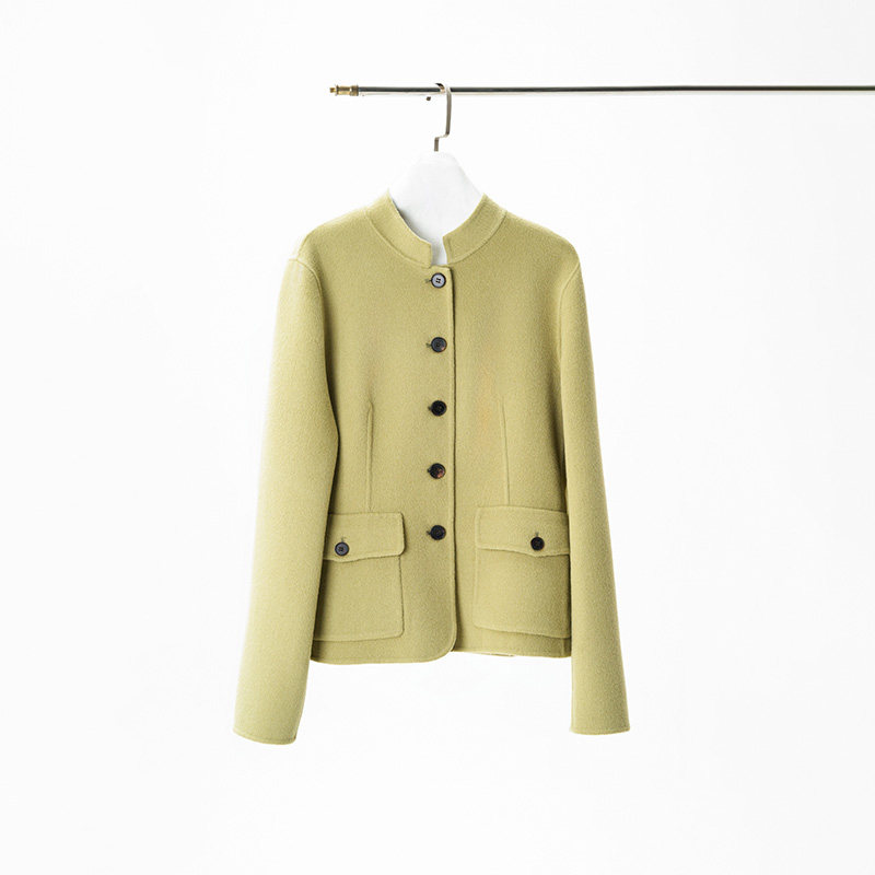 灰绿立领羊驼绒外套BR25DW1222A灰绿双面呢半裙BR25DB1223A