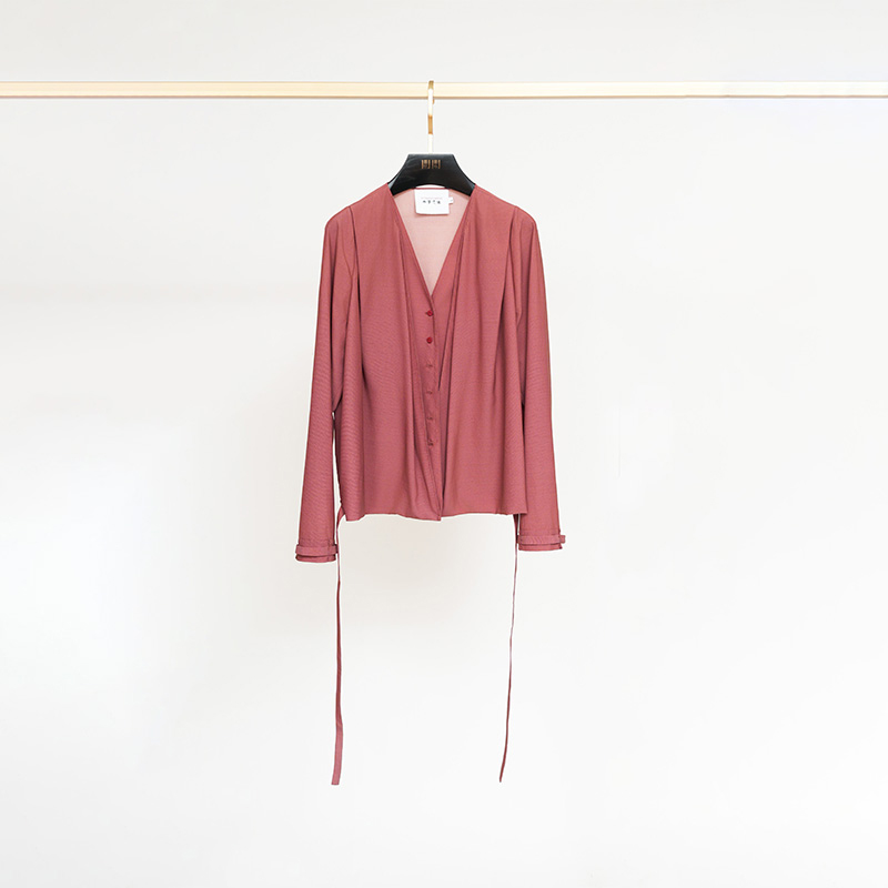 酒红云缂丝毛绉重叠上衣BM25QS0884A云缂丝毛绉半裙BM25QB0885A