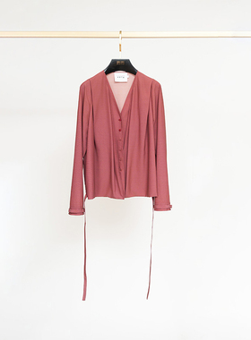 酒红云缂丝毛绉重叠上衣BM25QS0884A云缂丝毛绉半裙BM25QB0885A