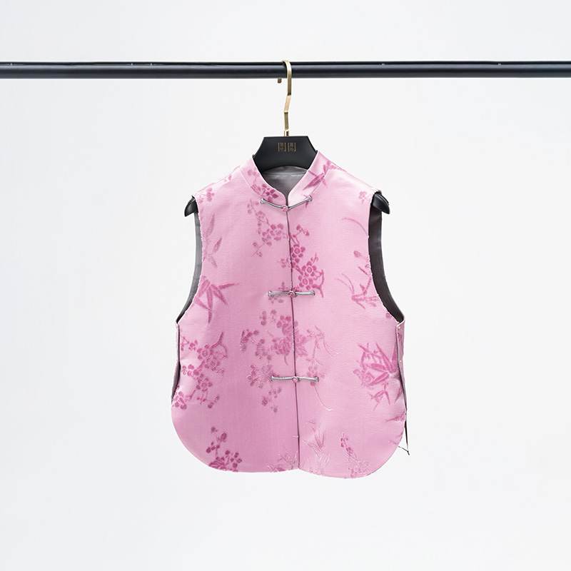 门里门外粉色梅兰竹漳缎马甲BR25QM1136B