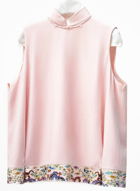 门里门外粉色丝绒绣花马甲BR25DW1256A