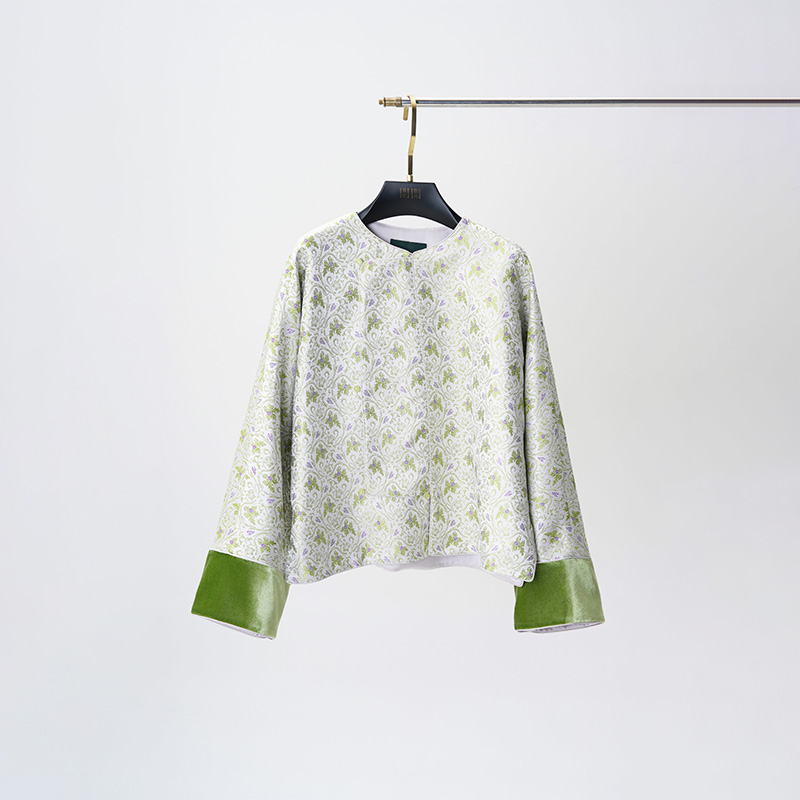 门里门外绿紫色织锦斜襟外套BC25DW1281A