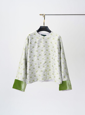 门里门外绿紫色织锦斜襟外套BC25DW1281A