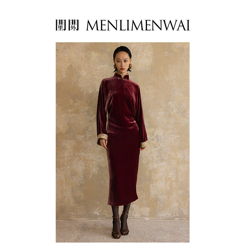 高级轻奢真丝丝绒旗袍