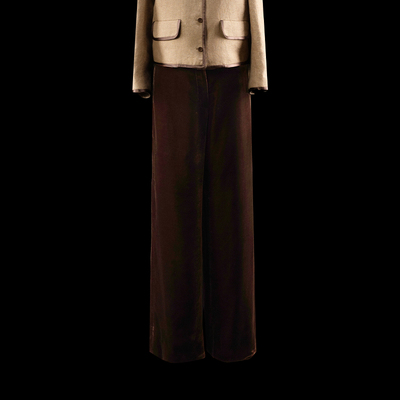 门里门外深咖色真丝丝绒裤子BC24QK0729A