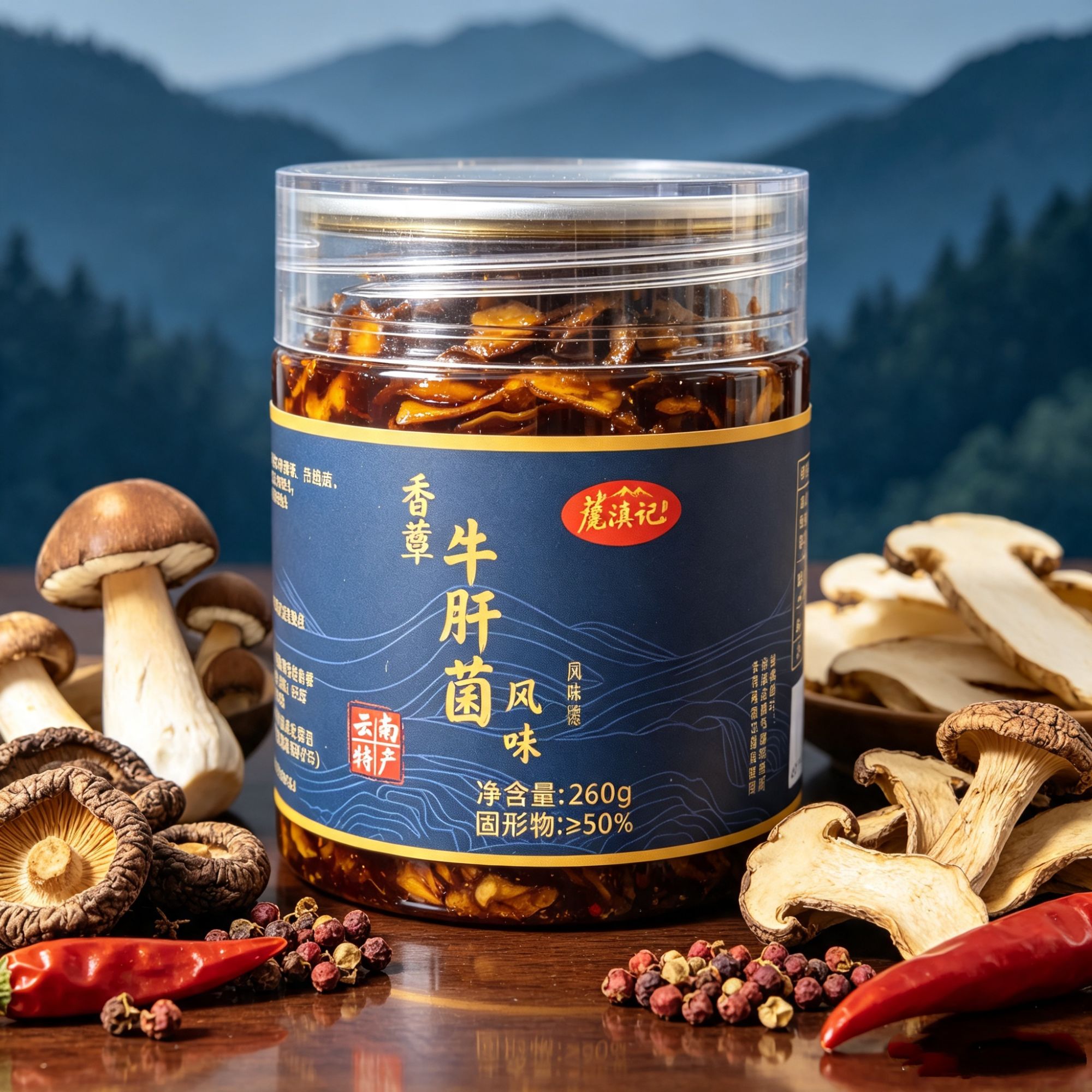 云南特产菌子油鸡枞菌松茸菌牛肝菌260g新鲜现做即食云南鸡枞菌