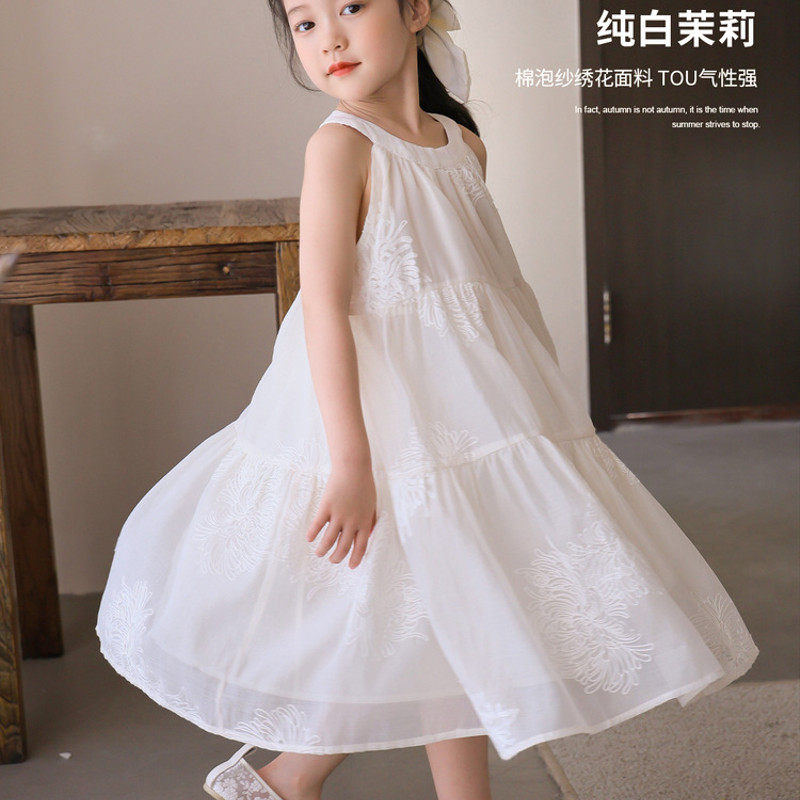 2025新款女童夏装法式绣花公主裙中大童吊带连衣裙时尚长裙,童装/婴儿装/亲子装,连衣裙,淘宝优惠券,粉丝福利购,淘宝优惠卷
