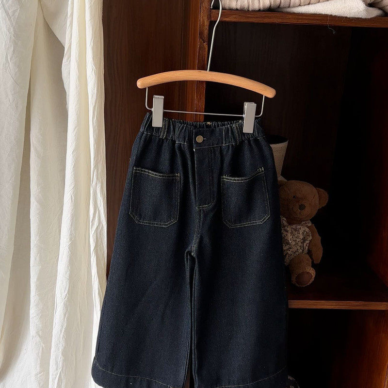 韩版新款冬季女童保暖加绒阔腿牛仔裤中大童百搭前贴袋,童装/婴儿装/亲子装,儿童牛仔裤,淘宝优惠券,粉丝福利购,淘宝优惠卷