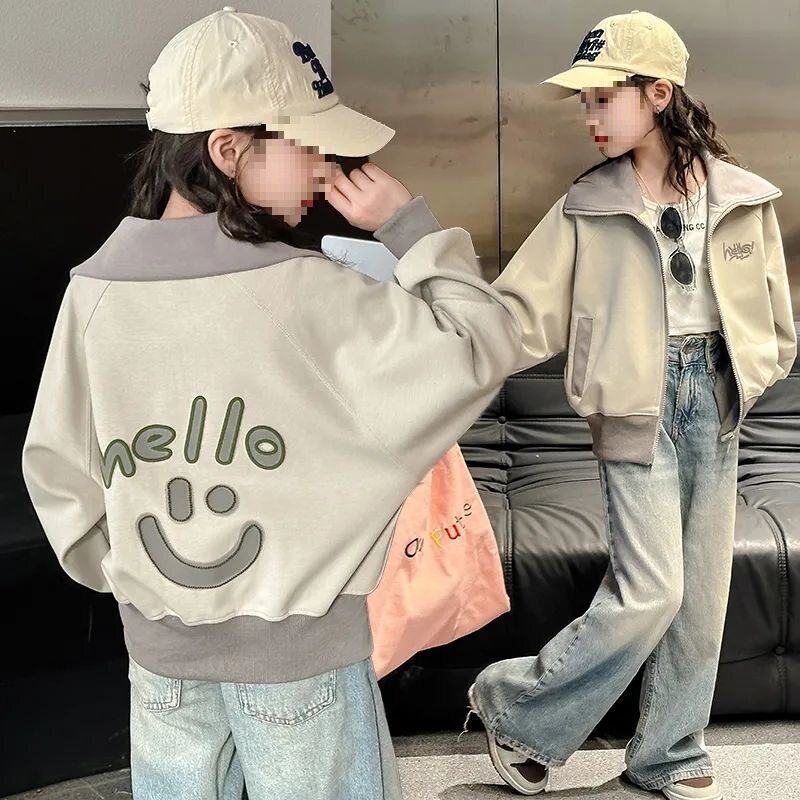 女童新款韩版宽松学生开衫卫衣中大童时尚春秋款长袖外套