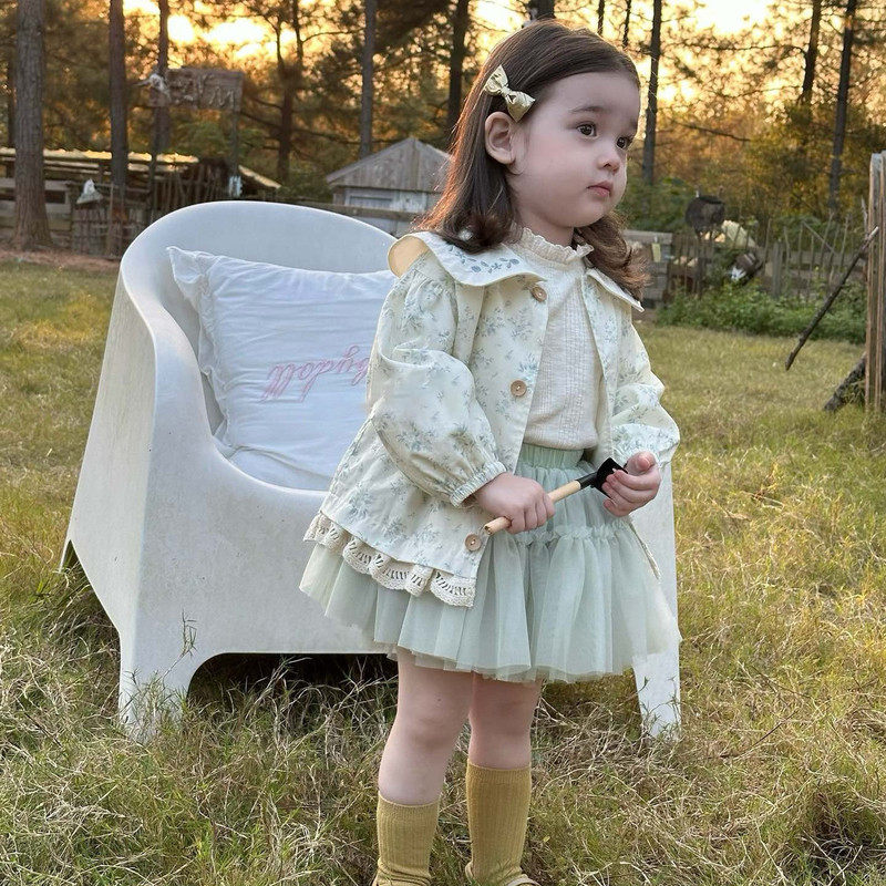 2025秋季新款女童碎花外套打底衫网纱短裙三件套日常穿搭,女装/女士精品,职业女裙套装,淘宝优惠券,粉丝福利购,淘宝优惠卷