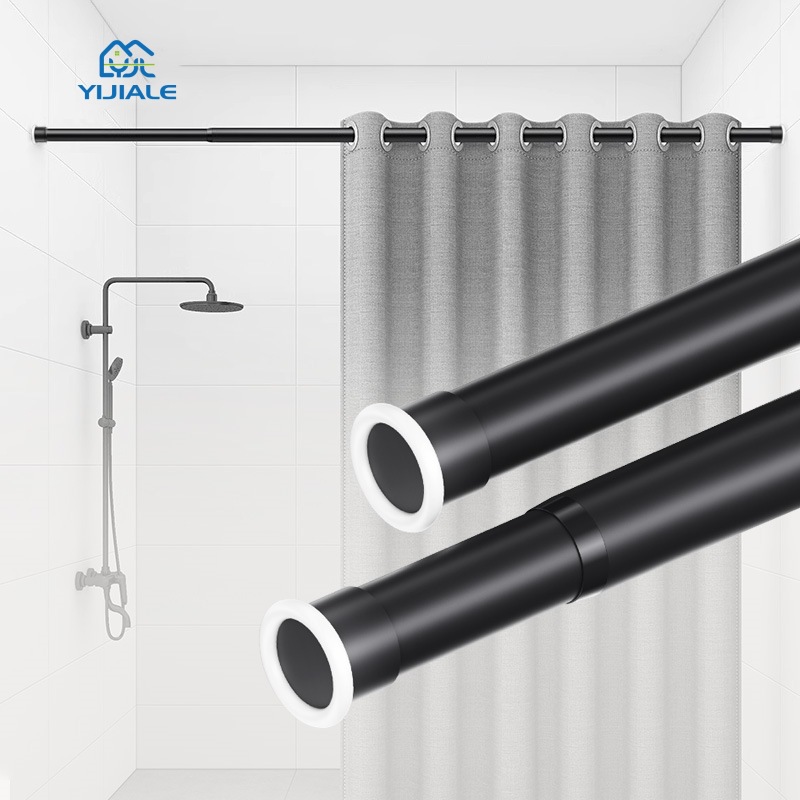 日本品质浴帘杆伸缩免打孔安装窗帘杆罗马杆子晾衣架支撑杆门帘免