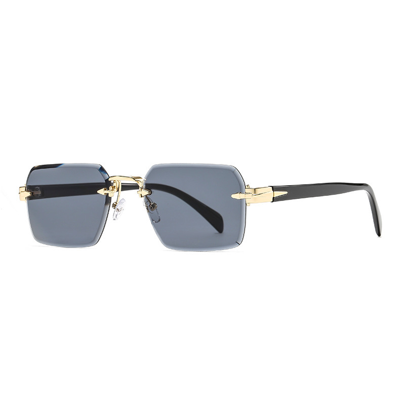 日本品质新款无框切边墨镜高级感网红防紫外线渐变色太阳眼镜女防