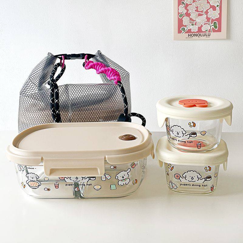 玻璃饭盒保温餐盒保鲜盒带饭便当盒水果盒微波炉有盖上班族学生女,收纳整理,食物收纳盒,淘宝优惠券,粉丝福利购,淘宝优惠卷