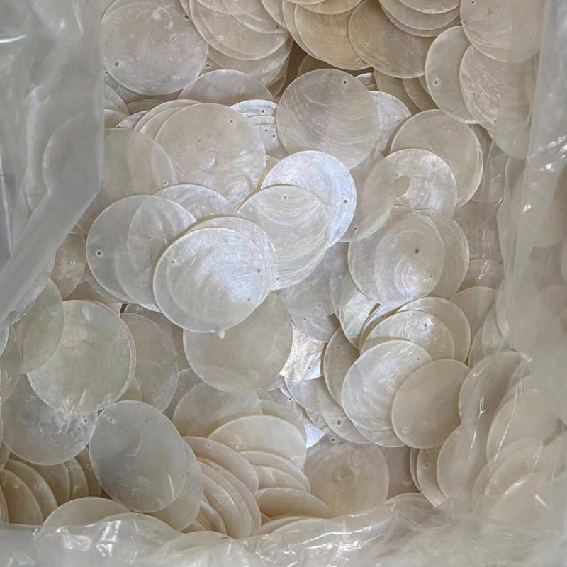 贝壳吊坠100片网红母贝镜灯饰片5-6-7公分diy圆片饰品厂家直销
