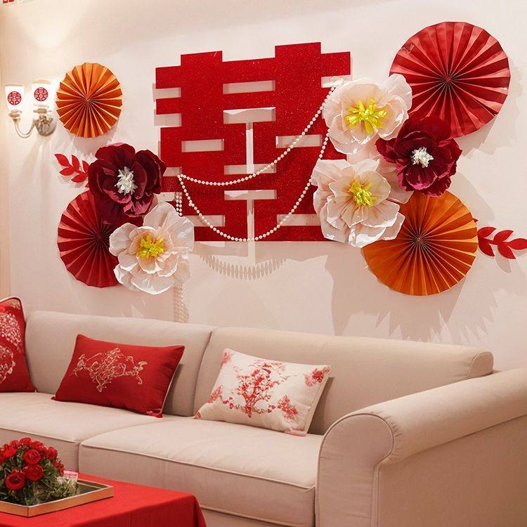 婚房布置结婚新房客厅沙发背景墙装饰用婚礼男方女方房间拉花套装,节庆用品/礼品,拉花,淘宝优惠券,粉丝福利购,淘宝优惠卷