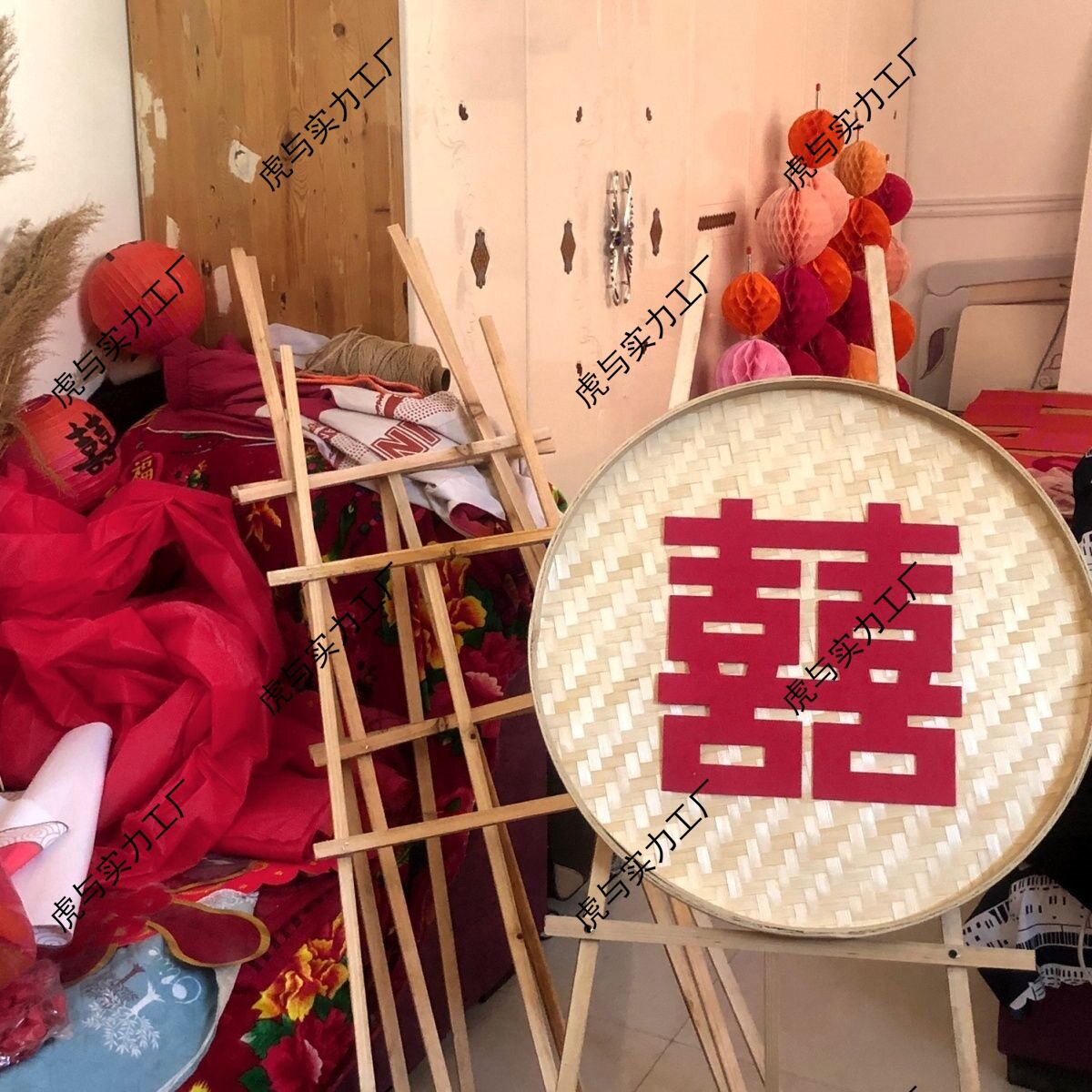 纯手工竹黄无孔绘画簸箕儿童画画婚庆家用晾晒竹编婚礼摆件装饰