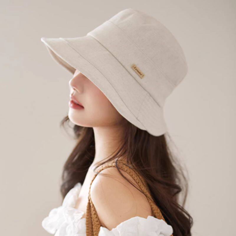 素颜遮阳防晒渔夫帽女生高级感前长后短水桶帽夏季薄款可折叠盆帽