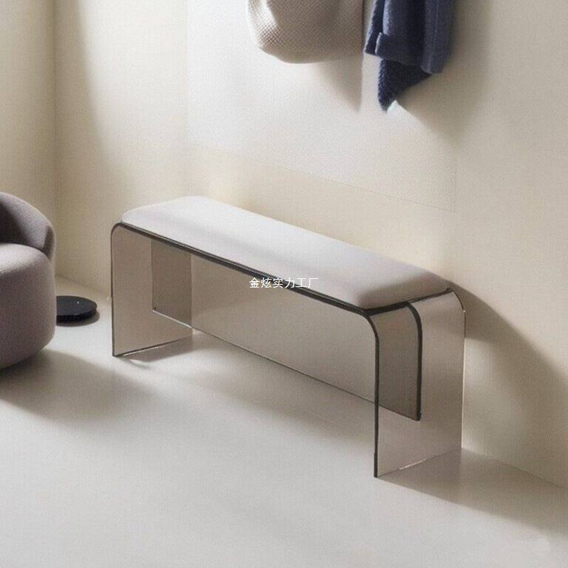 意式卧室轻奢别墅现代布艺换鞋凳床尾凳现代亚克力长凳软包默认项