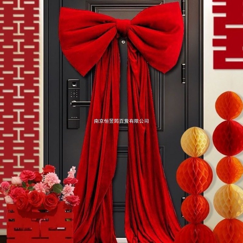 婚房布置网红丝绒蝴蝶结成品春节装饰店铺商场橱窗情人节背景