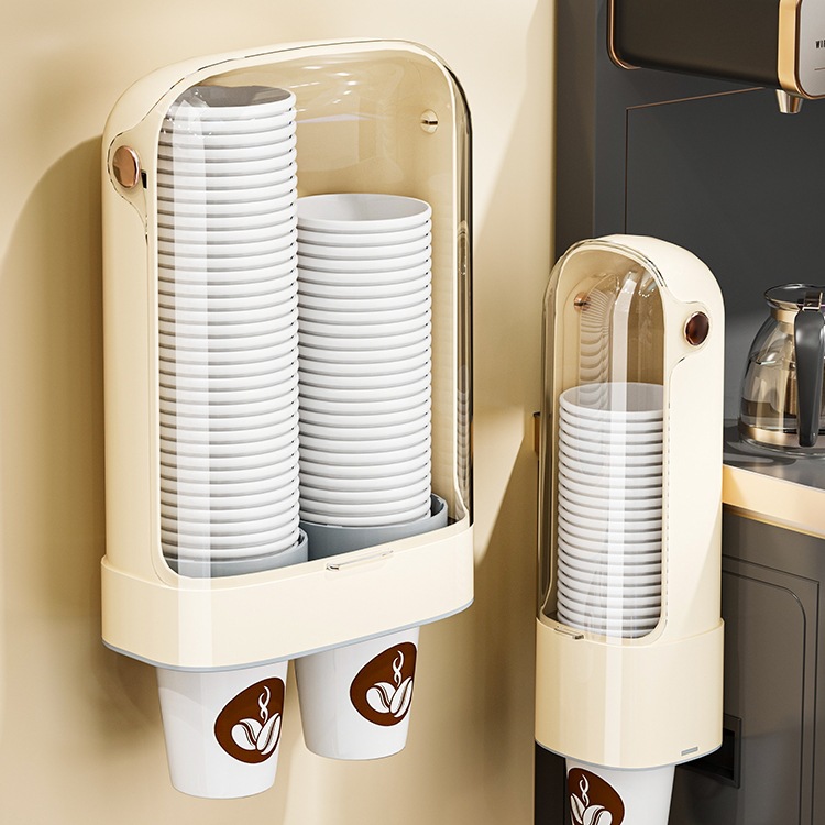 放一次性杯子取杯器纸杯架壁挂式置物架收纳装水杯新款免打孔防尘