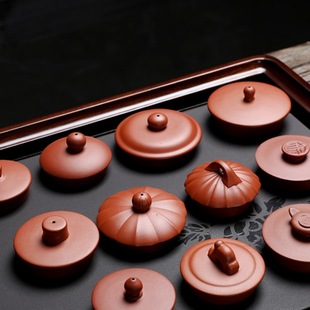 中式半手工制作朱泥红紫砂茶壶盖泡茶水杯盖子非定 制单卖茶具配