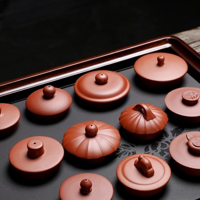 中式半手工制作朱泥红紫砂茶壶盖泡茶水杯盖子非定 制单卖茶具配