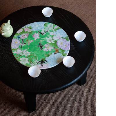 东风面手绘燕子蝴蝶花朵瓷板木瓷镶嵌榻榻米桌