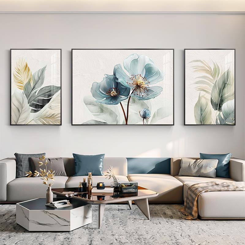 客厅装饰画现代简约沙发背景墙挂画轻奢壁画大气墙画高级感三联画