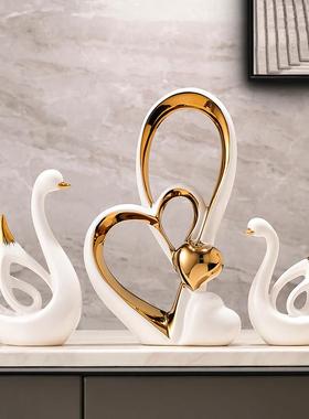 心心相印摆件创意结婚礼物轻奢高档家居客厅酒柜电视柜装饰品乔迁