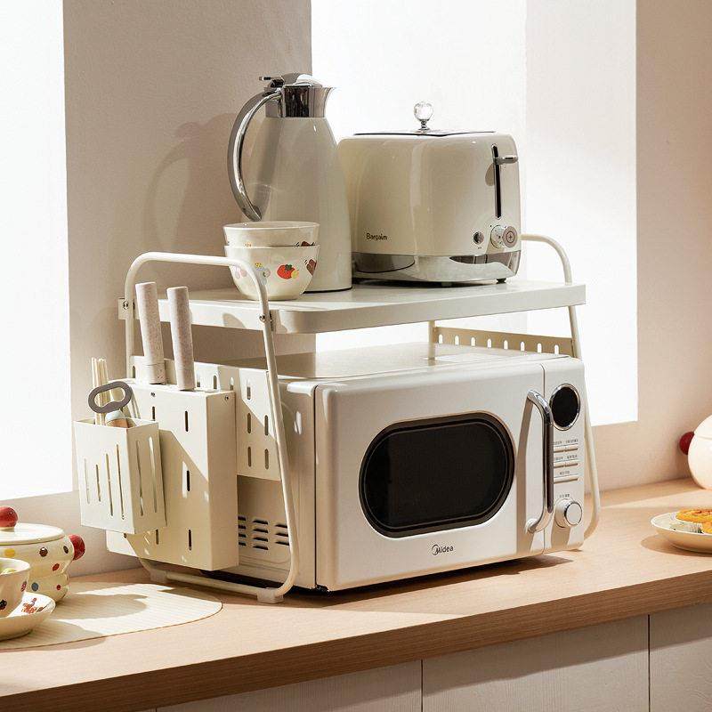 厨房微波炉电饭煲一体置物架烤箱架台面收纳架家用双层碳钢架子,厨房/烹饪用具,微波炉置物架,淘宝优惠券,粉丝福利购,淘宝优惠卷