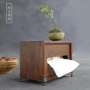 竹制抽纸盒客厅茶室轻奢纸巾盒实木家用茶桌装 新中式 饰摆件收纳盒