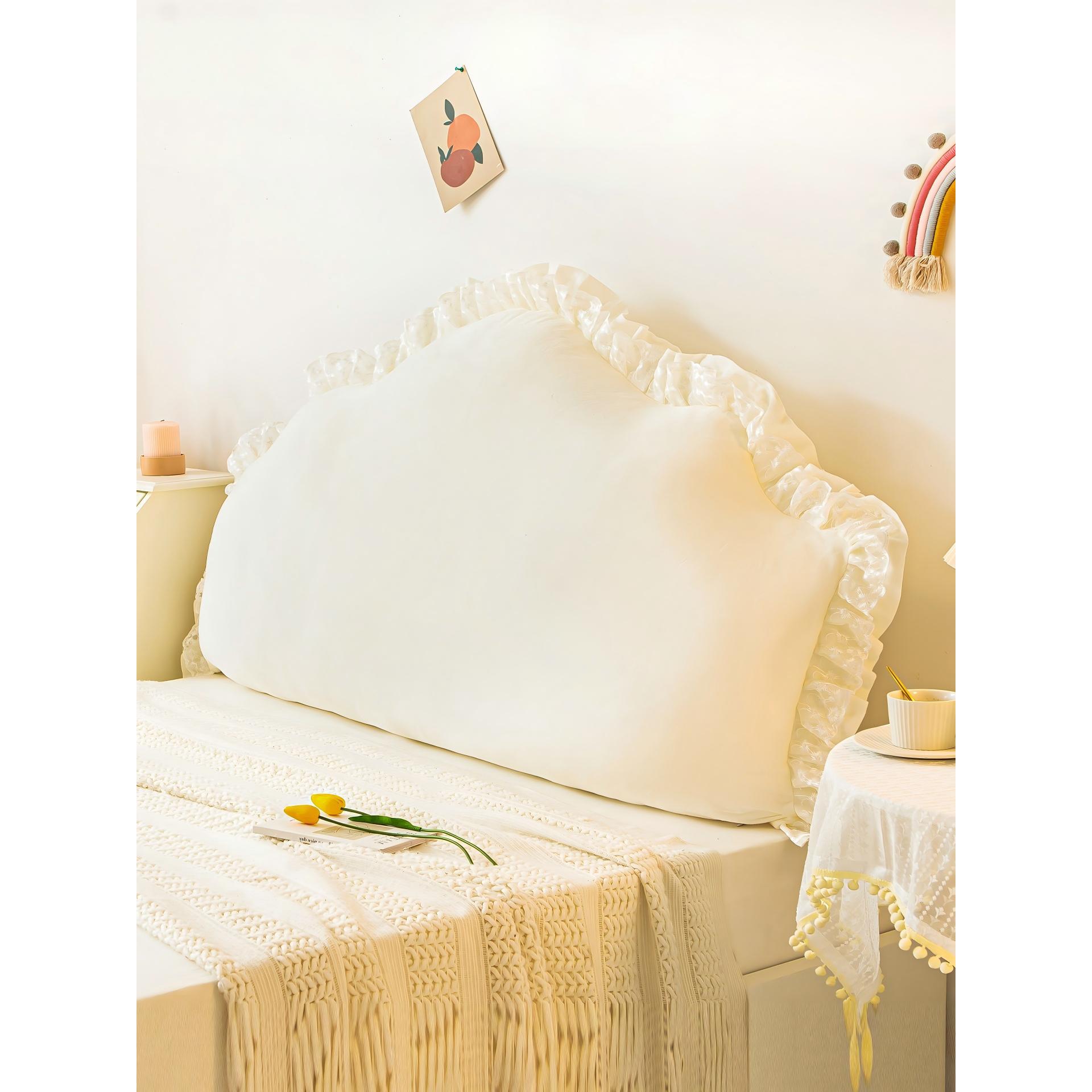 公主风格床边大靠垫-白色床垫大榻榻米靠背软袋凸窗防撞靠垫