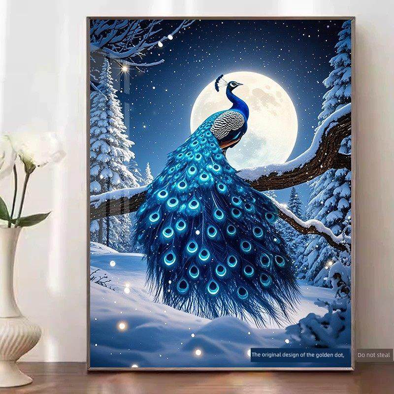 钻石画2025新款高级孔雀风景钻石画客厅卧室玄关点贴钻十字绣满钻,居家布艺,钻石绣,淘宝优惠券,粉丝福利购,淘宝优惠卷