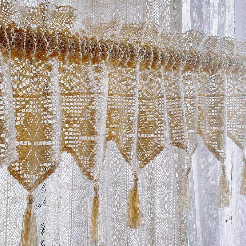 法式复古花边棉线编织钩针短帘门帘窗帘窗幔帘头衣柜酒柜装饰,居家布艺,成品窗帘,淘宝优惠券,粉丝福利购,淘宝优惠卷