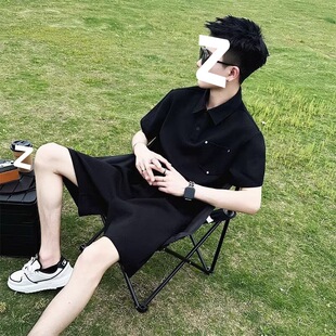 男式休闲运动套装时尚短袖POLO衫高质量百搭短裤夏季男装