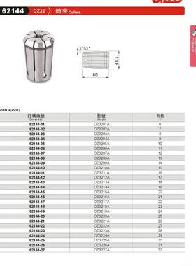 正品台湾精展筒夹62144-OZ32-OZ3201A-OZ3202A-OZ3204A
