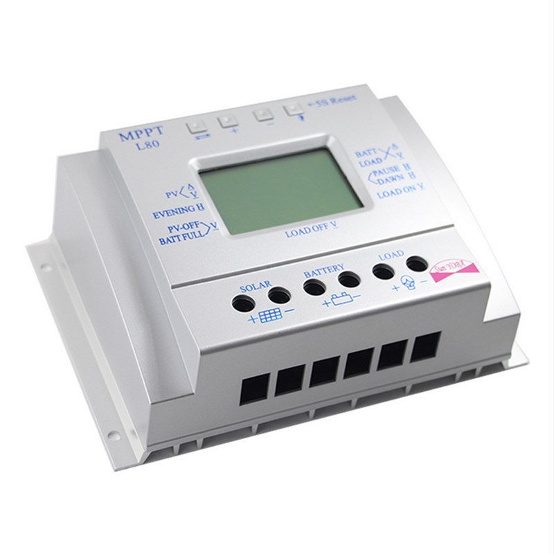 L80A电压电流显示太阳能控制v器LCD12V24V80A太阳能发电控制器