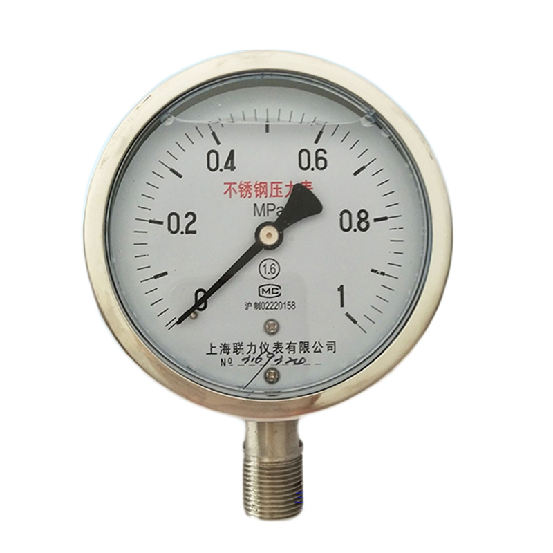 径向304不锈钢耐震压力表YN100BF真空表油压表耐高温腐蚀0-1.6MPA