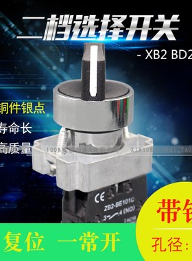 高品质旋钮XB2-BD21C二档旋钮选择开关1NO合金铜件银点22MM