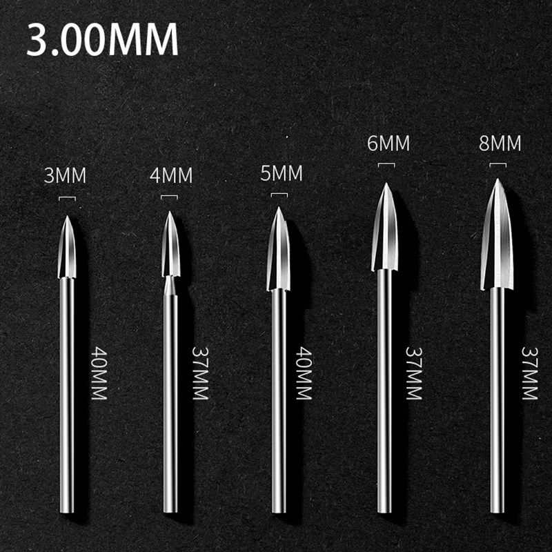 电动木工雕刻刀三刃尖刀核木雕套装铣刀钻头根雕打磨修整画线工具