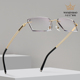 万金宝7003无框防蓝光可配度数镜架男款 眼镜变色钛架商务黑边