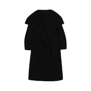 羊毛羊绒外套双排扣围巾领 大衣 女王气质双面呢风衣款