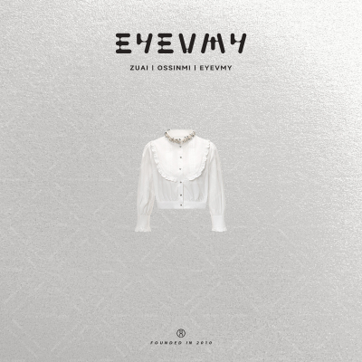 【皇冠衬衫】100棉手工钉珠领宫廷风花边袖衬衫中袖上衣WT52CXY01