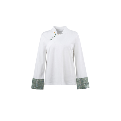 双面爽滑棉提花立领盘扣上衣W24AA210