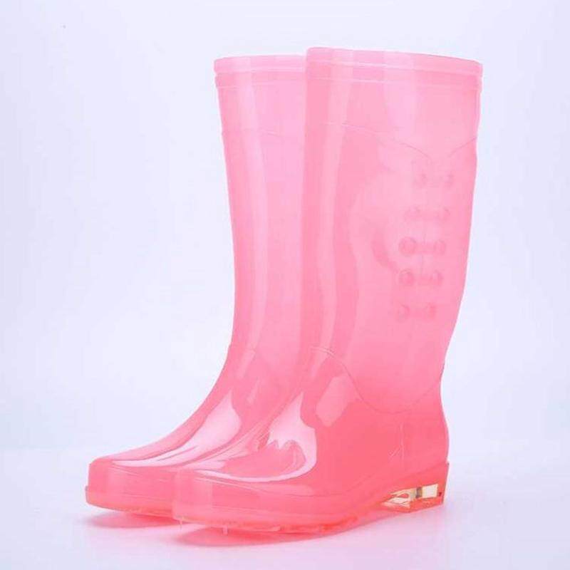 WEAR-RESISTANT MID-BARREL WARM ADULT TREND SIMPLE WOMENS WATER SHOES ANTI-SLIP LARGE SIZE COMFORTABLE FLAT STUDENT RAIN BOOTS OAK