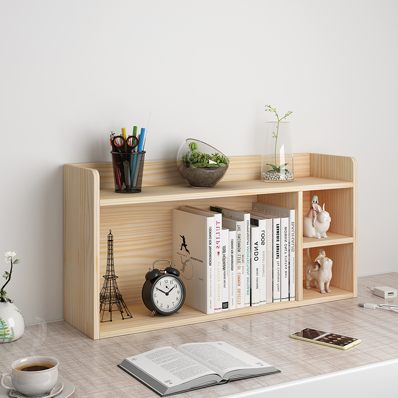 实木桌面书架书桌桌上书柜置物架飘窗多层办公桌收纳柜木质小上