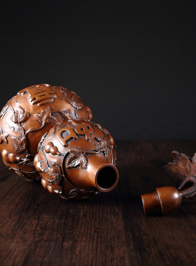 纯手工紫铜葫芦摆件紫铜葫芦家居装饰品客厅办公室工艺品摆件