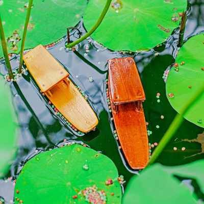 乌篷船江南水乡船手工实木船模水池造景可下水渔家装饰小木船