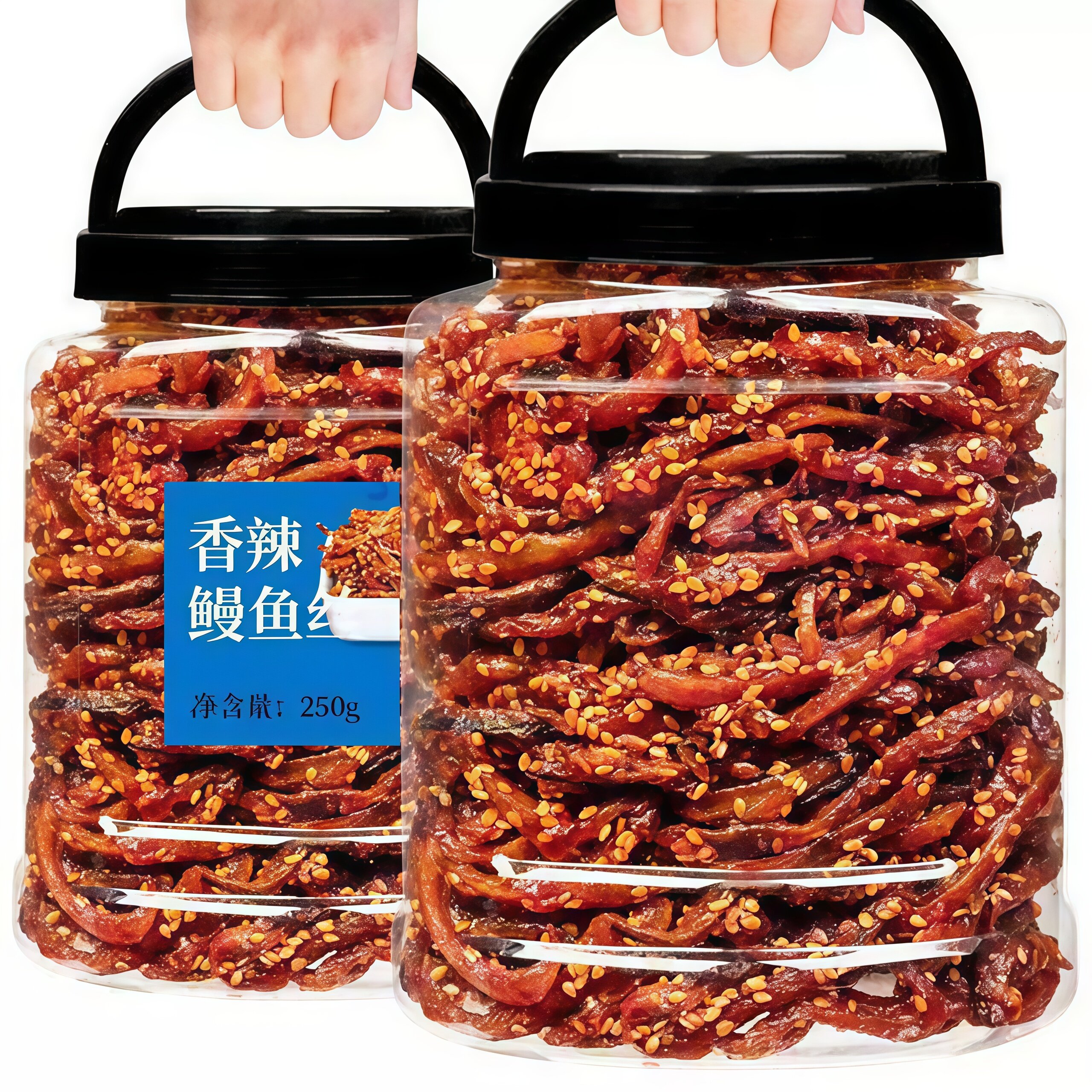 香辣鳗鱼丝500g罐装即食海味海鲜小鱼干甜辣蜜汁解馋小吃休闲零食